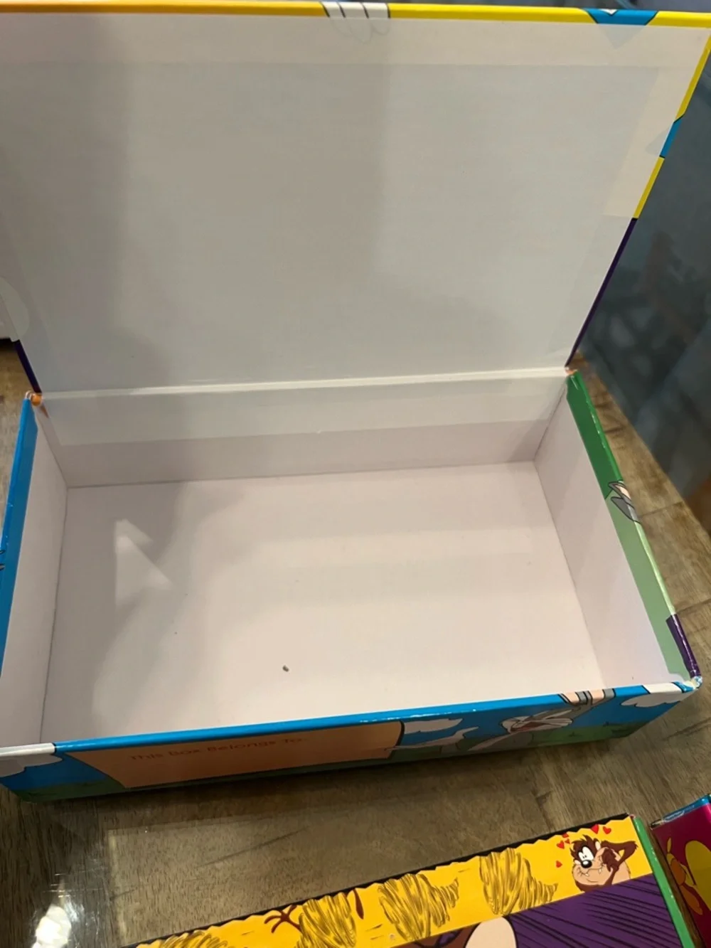 vintage 1990s Looney Tunes cardboard pencil boxes featuring characters